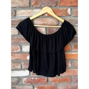 Topshop Off The Shoulders Crop Top Black - Size US 8 Petite